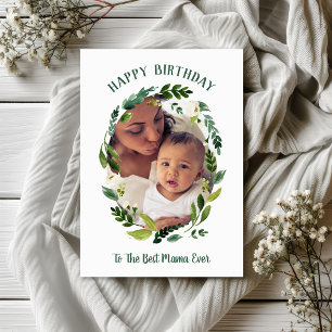 Sweet Greenery Birthday Photo Card for Mum
