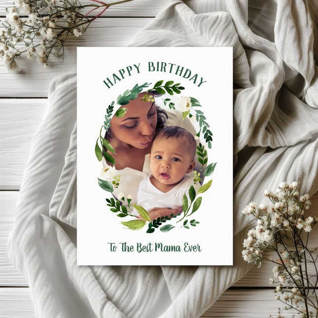 Sweet Greenery Birthday Photo Card for Mum (Creator Uploaded)
