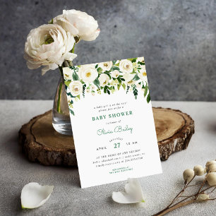 Sweet Greenery Floral Baby Shower Invitation