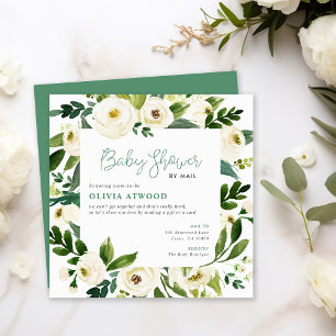 Sweet Greenery Floral Frame Baby Shower Invitation