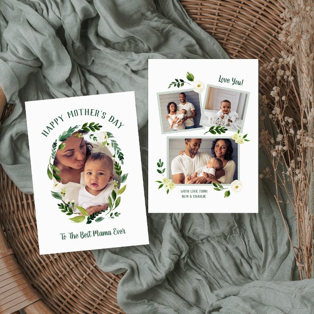 Sweet Greenery Mother's Day Photo Card for Mum (Creator Uploaded)