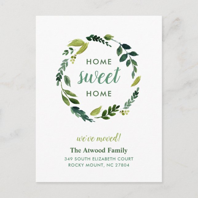 Sweet Greenery New Address Moving Announcement (Front)