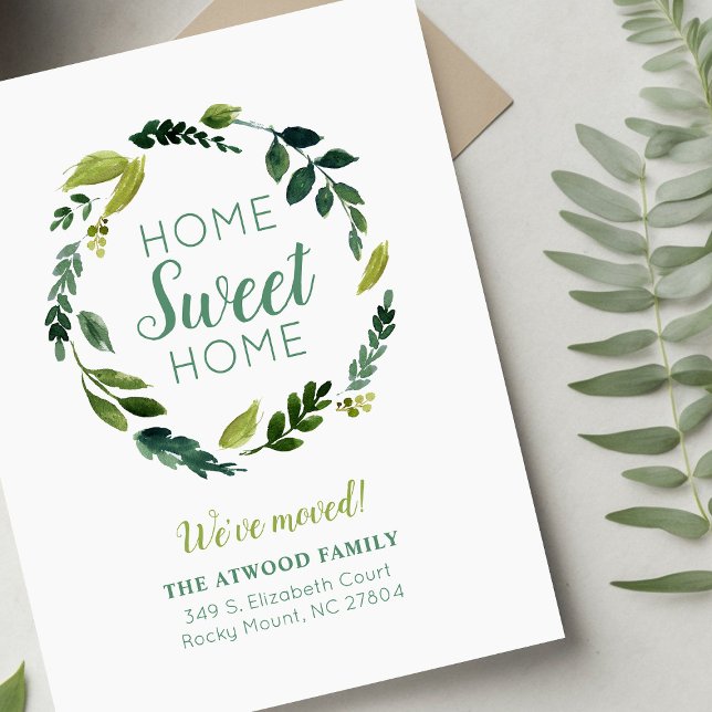 Sweet Greenery New Address Moving Announcement Postcard (Creator Uploaded)