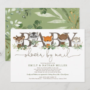 Sweet Greenery Woodland Forest Baby Shower By Mail Invitation