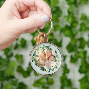 Sweet Greenery Wreath Mother's Day Photo Gift Key Ring