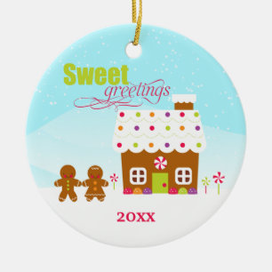 Sweet greetings gingerbread house photo ornament
