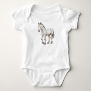Sweet Grey Baby Horse Foal Filly Colt Bodysuit