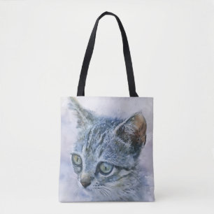 Sweet Grey Kitten Art Tote Bag