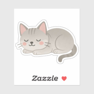 Sweet Grey Tabby Cat – Sleeping Cartoon Kitty