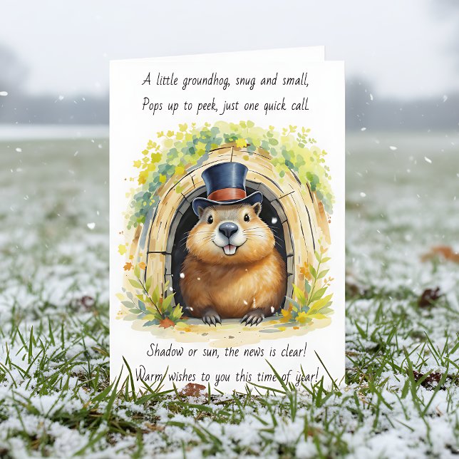 Sweet Groundhog Day in Top Hat and Poem Card (Creator Uploaded)
