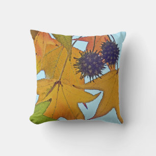 SWEET GUM TREE LEAVES AND FRUIT/THROW PILLOW
