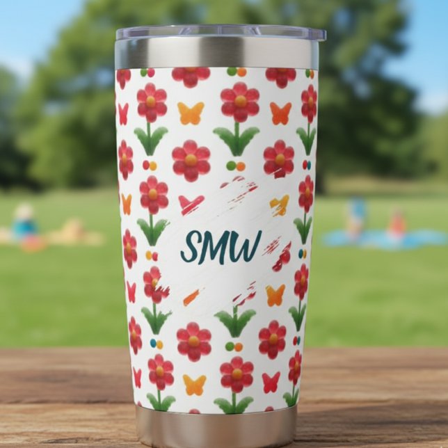 Sweet Gummy Flower Insulated Tumbler (Gummy flowers and butterflies insulated tumbler)