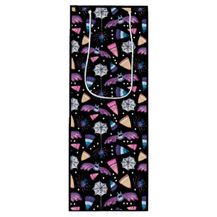 Sweet Halloween Bats, Spiders and Candy Corn-Black Wine Gift Bag
