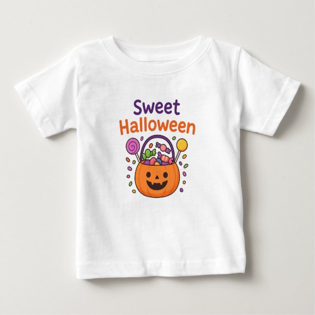 Sweet Halloween Cute Candy Bucket Design  Baby T-Shirt (Front)
