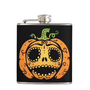 Sweet Halloween Pumpkin Face Hip Flask