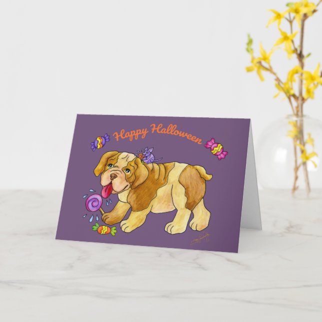 Sweet Halloween Puppy Card (Yellow Flower)