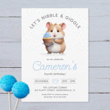 Sweet Hamster, Blue Cupcake Children's Birthday 