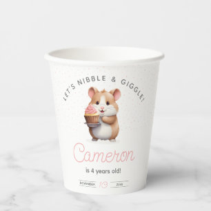 Sweet Hamster, Pink Cupcake Children's Birthday  Paper Cups