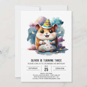 Sweet Hamster Printable Birthday Invitation