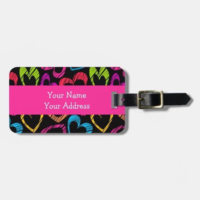 Sweet hand drawn hearts Luggage Tag (Front Horizontal)