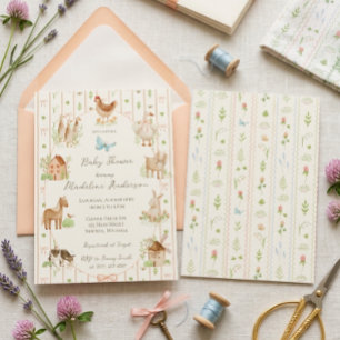 Sweet Handpainted Grandmillenial Farm Baby Shower Invitation