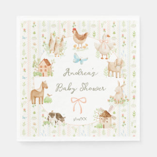 Sweet Handpainted Grandmillenial Farm Baby Shower Napkin