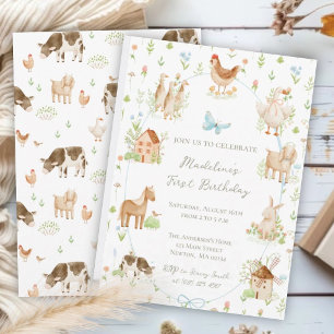Sweet Handpainted Grandmillenial Farm Birthday Invitation