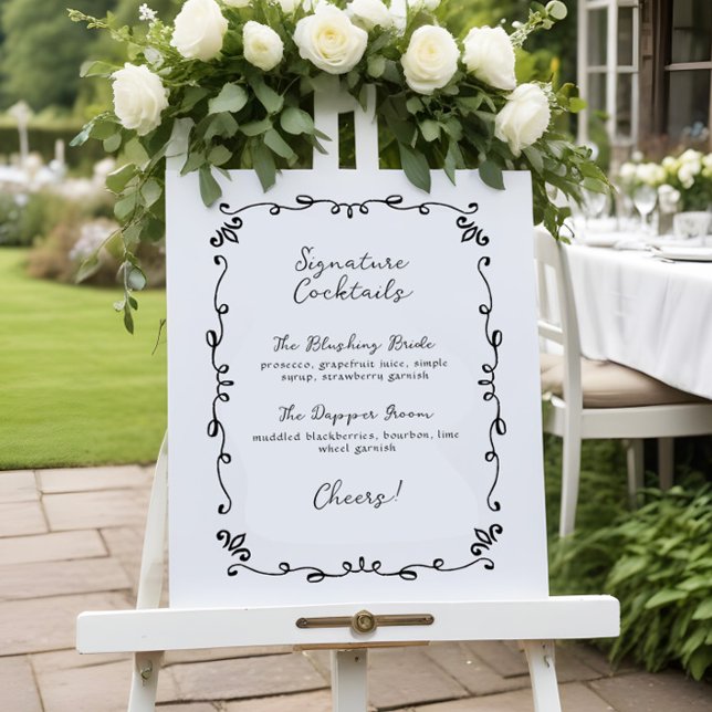 Sweet Handwritten Wedding Signature Cocktail Menu Poster (Creator Uploaded)