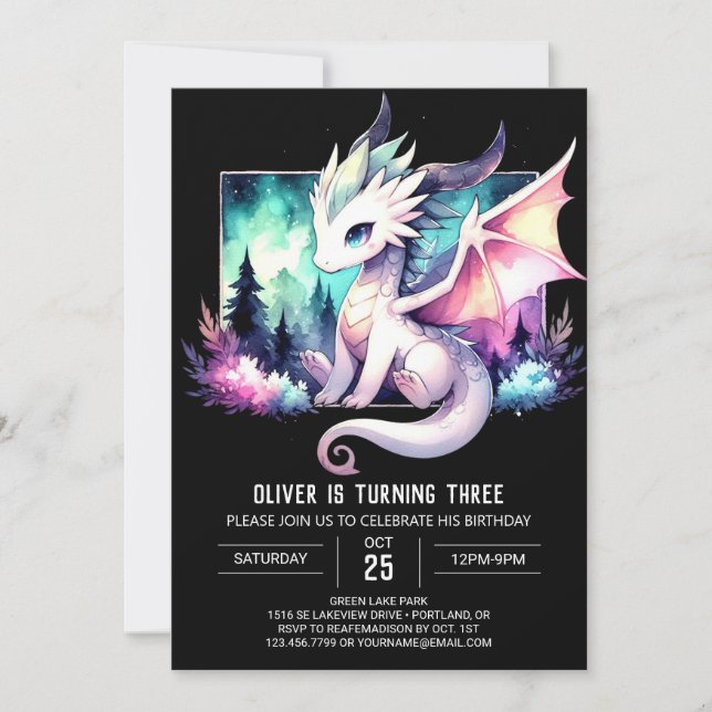 Sweet Happy Dragon Birthday Invitation (Front)