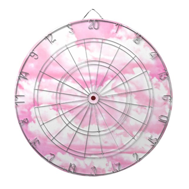 Sweet Happy Fuchsia Pink Clouds Dartboard (Front)