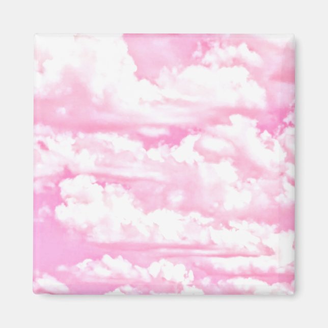 Sweet Happy Fuchsia Pink Clouds Magnet (Front)
