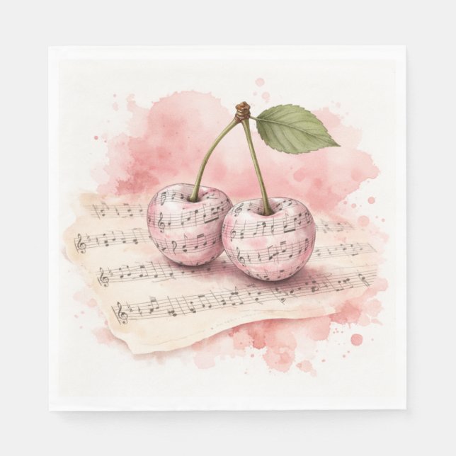 Sweet Harmony Cherry Duet Napkin (Front)