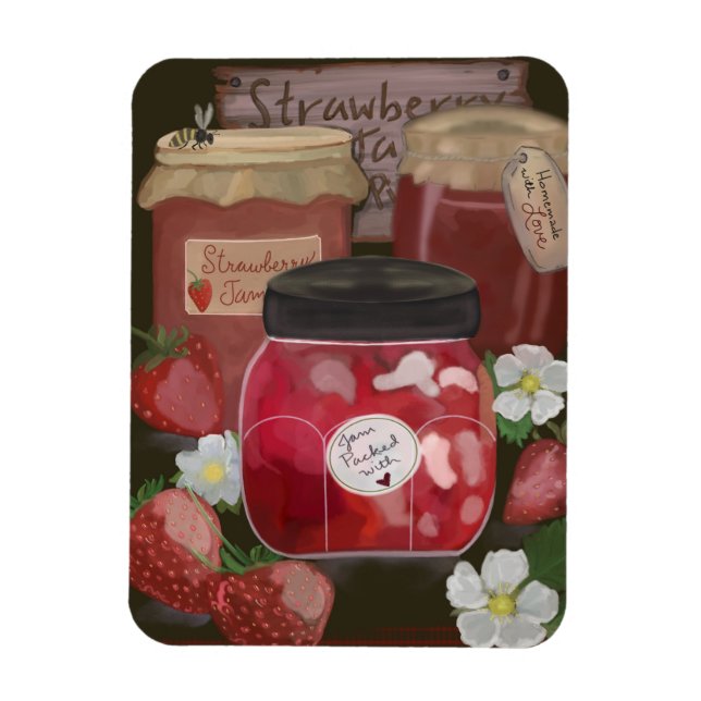 Sweet Harvest: Strawberry Jam Jars Magnet (Vertical)