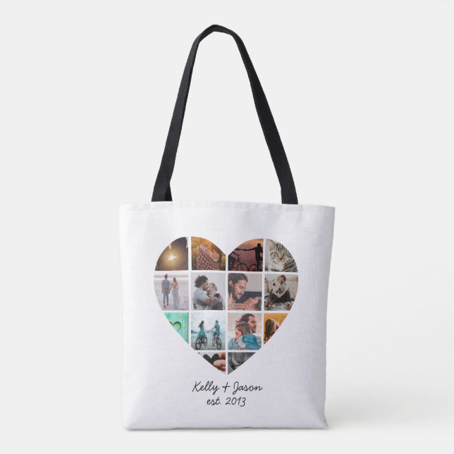 Sweet Heart 14 Photo Collage Love Family Tote Bag (Back)
