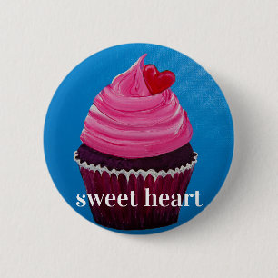 sweet heart 6 cm round badge