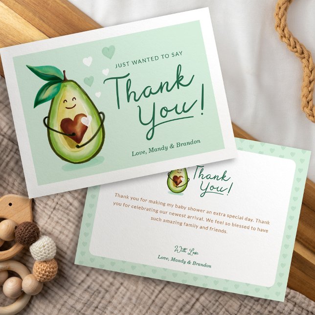 Sweet Heart Avocado Baby Shower Thank You Green (Sweet Heart Avocado Baby Shower Thank You Green)