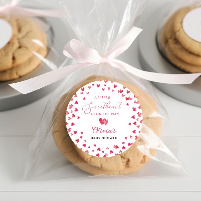 Sweet Heart Baby Shower Classic Round Sticker (Creator Uploaded)