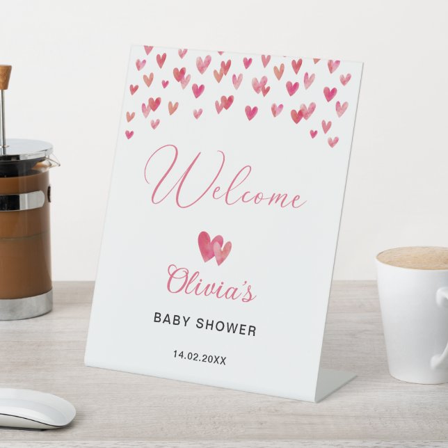 Sweet Heart Baby Shower Welcome Pedestal Sign (In SItu)