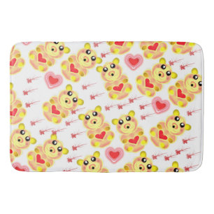 Sweet Heart Bear Nursery Pattern Bath Mat