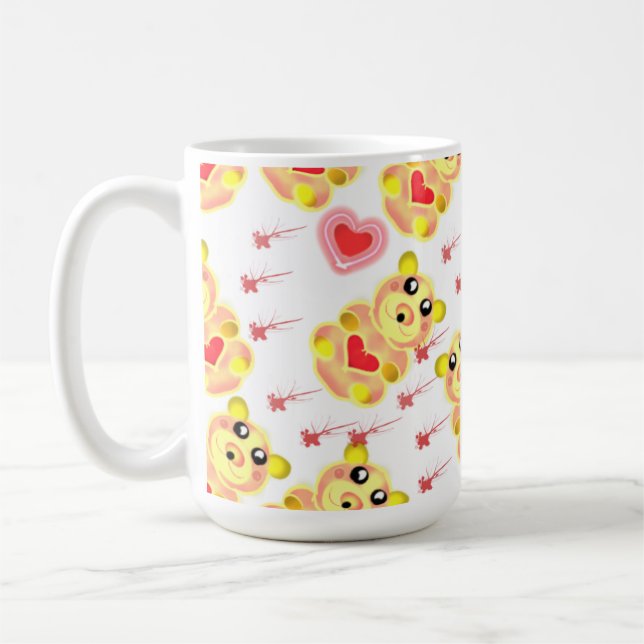 Sweet Heart Bear Nursery Pattern Coffee Mug (Left)