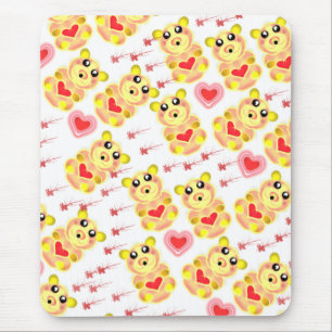 Sweet Heart Bear Nursery Pattern Mouse Pad