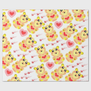 Sweet Heart Bear Nursery Pattern Wrapping Paper