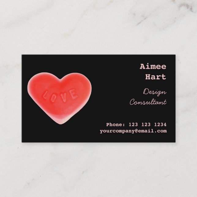 Sweet Heart Black business card side red back (Front)