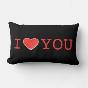 Sweet Heart Black 'I Heart You' red lumbar Cushion