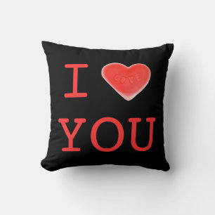 Sweet Heart Black 'I heart You' square Cushion