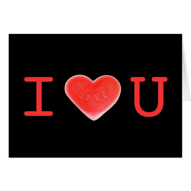 Sweet Heart Black 'I love U' card (Front Horizontal)
