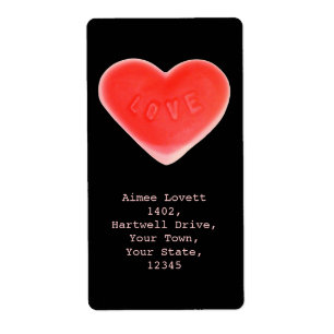 Sweet Heart Black shipping label portrait