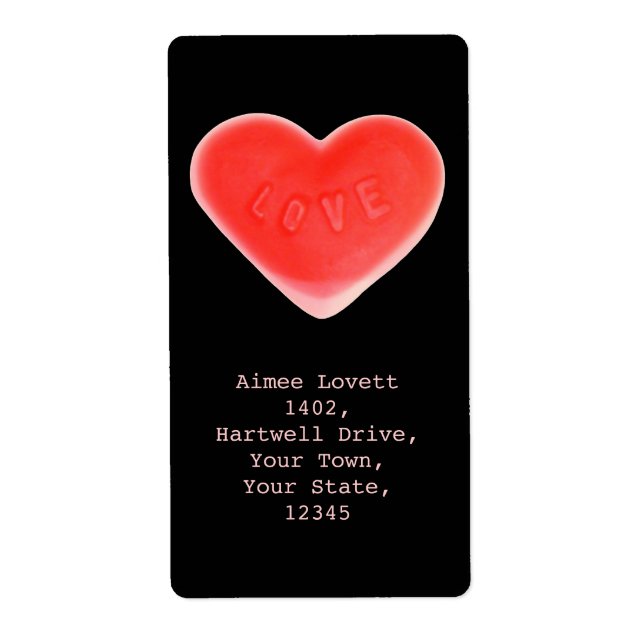 Sweet Heart Black shipping label portrait (Front)