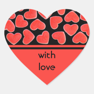Sweet Heart Black 'with love' sticker heart