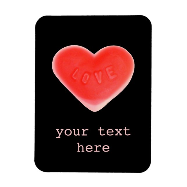 Sweet Heart Black 'Your text' premium magnet (Vertical)